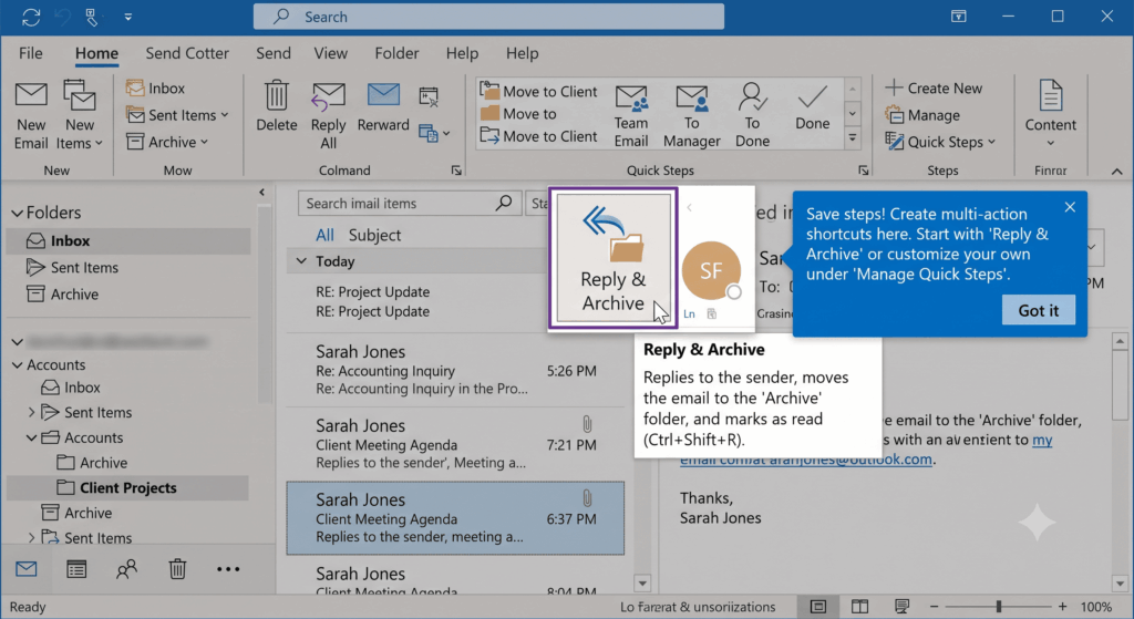 Outlook Quick Steps